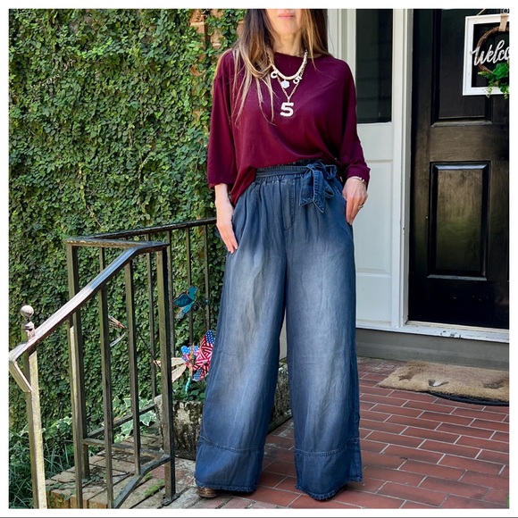 Fabulous Analiese Denim Tie Waist Pant - Picture 3 of 5